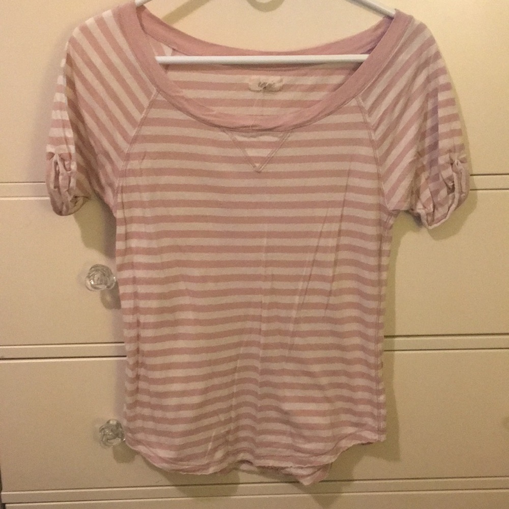 Aerie Pink White Stripe T-shirt